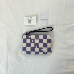 BNWT! COACH! CHECKERED CREAM WHITE AND PURPLE WRISTLET!